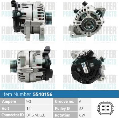 Hoffer H5510156 - Alternator www.molydon.hr