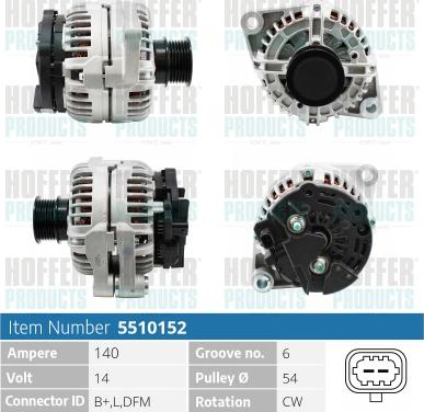 Hoffer H5510152 - Alternator www.molydon.hr