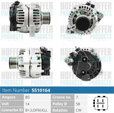 Hoffer H5510164 - Alternator www.molydon.hr