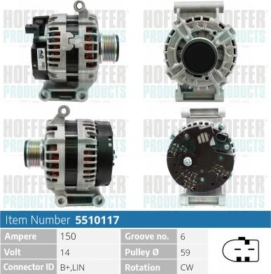 Hoffer H5510117 - Alternator www.molydon.hr