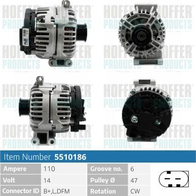 Hoffer H5510186 - Alternator www.molydon.hr