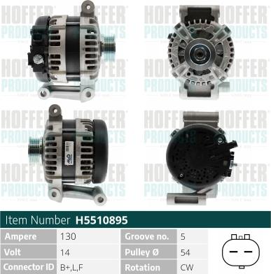 Hoffer H5510895 - Alternator www.molydon.hr