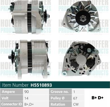 Hoffer H5510893 - Alternator www.molydon.hr