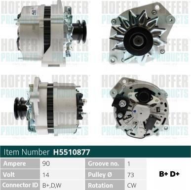 Hoffer H5510877 - Alternator www.molydon.hr