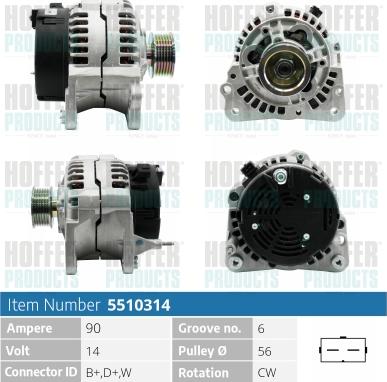 Hoffer H5510314 - Alternator www.molydon.hr