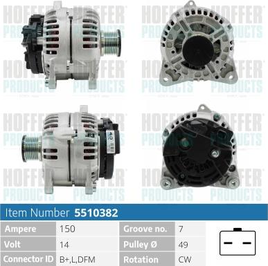 Hoffer H5510382 - Alternator www.molydon.hr