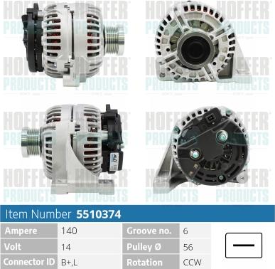 Hoffer H5510374 - Alternator www.molydon.hr