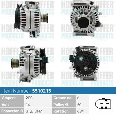 Hoffer H5510215 - Alternator www.molydon.hr