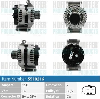 Hoffer H5510216 - Alternator www.molydon.hr