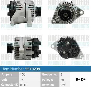 Hoffer H5510239 - Alternator www.molydon.hr