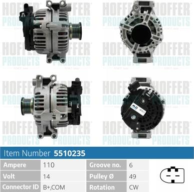 Hoffer H5510235 - Alternator www.molydon.hr