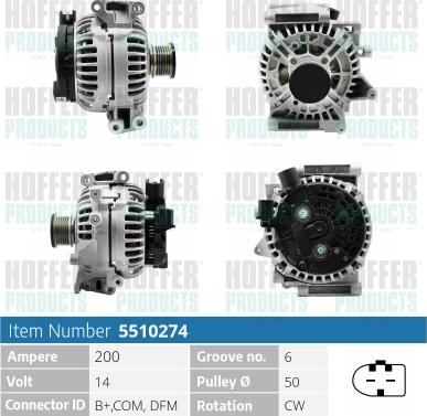 Hoffer H5510274 - Alternator www.molydon.hr