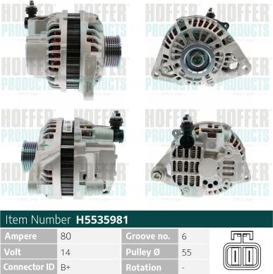 Hoffer H5535981 - Alternator www.molydon.hr