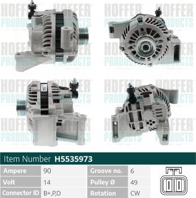 Hoffer H5535973 - Alternator www.molydon.hr