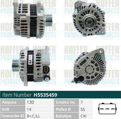 Hoffer H5535459 - Alternator www.molydon.hr