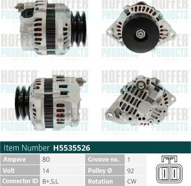 Hoffer H5535526 - Alternator www.molydon.hr