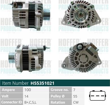 Hoffer H55351021 - Alternator www.molydon.hr