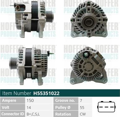 Hoffer H55351022 - Alternator www.molydon.hr