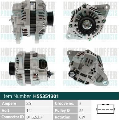 Hoffer H55351301 - Alternator www.molydon.hr