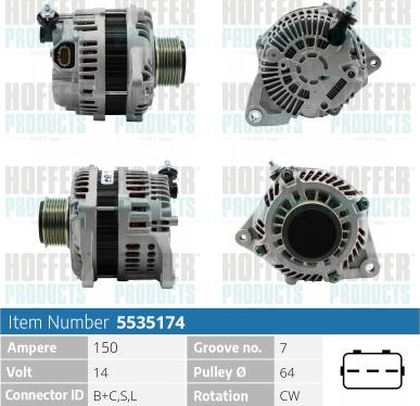 Hoffer H5535174 - Alternator www.molydon.hr