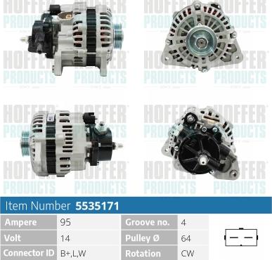 Hoffer H5535171 - Alternator www.molydon.hr