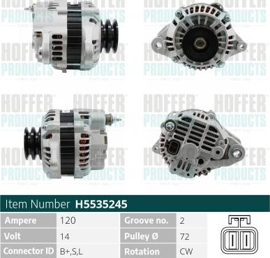 Hoffer H5535245 - Alternator www.molydon.hr