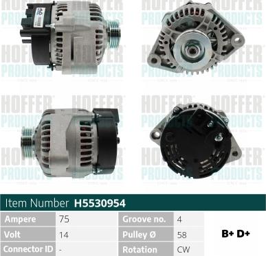 Hoffer H5530954 - Alternator www.molydon.hr