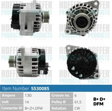 Hoffer H5530085 - Alternator www.molydon.hr