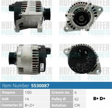 Hoffer H5530087 - Alternator www.molydon.hr