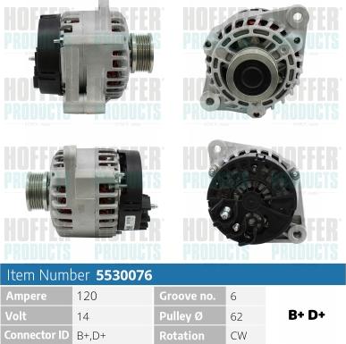 Hoffer H5530076 - Alternator www.molydon.hr