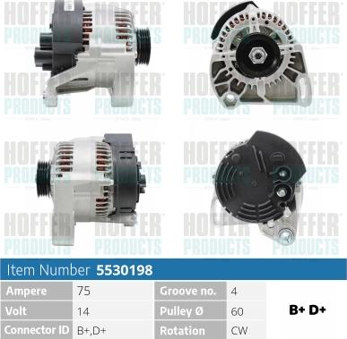 Hoffer H5530198 - Alternator www.molydon.hr