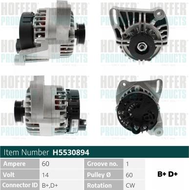 Hoffer H5530894 - Alternator www.molydon.hr