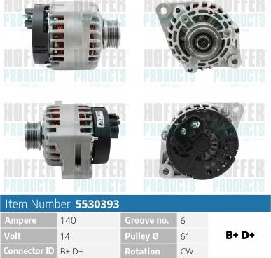 Hoffer H5530393 - Alternator www.molydon.hr