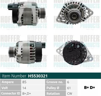 Hoffer H5530321 - Alternator www.molydon.hr