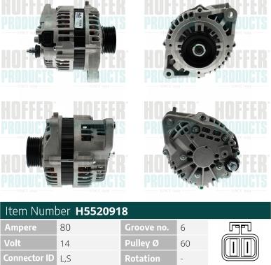 Hoffer H5520918 - Alternator www.molydon.hr