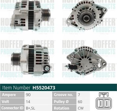 Hoffer H5520473 - Alternator www.molydon.hr