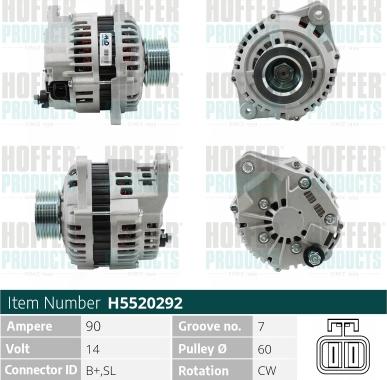 Hoffer H5520292 - Alternator www.molydon.hr