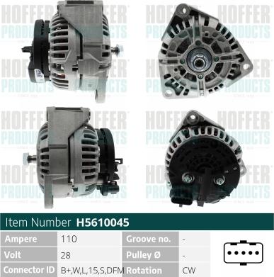 Hoffer H5610045 - Alternator www.molydon.hr