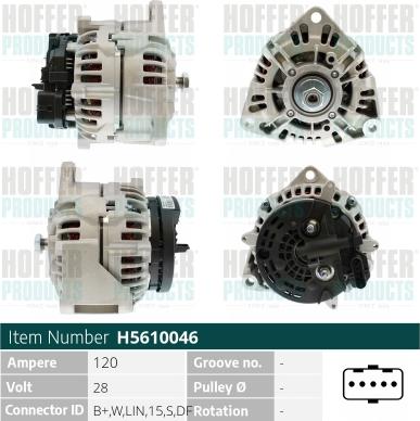 Hoffer H5610046 - Alternator www.molydon.hr