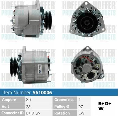 Hoffer H5610006 - Alternator www.molydon.hr