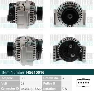 Hoffer H5610016 - Alternator www.molydon.hr