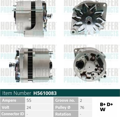 Hoffer H5610083 - Alternator www.molydon.hr