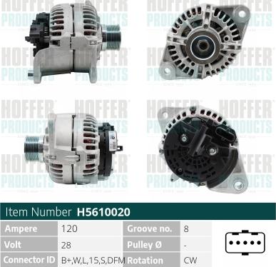 Hoffer H5610020 - Alternator www.molydon.hr