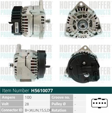 Hoffer H5610077 - Alternator www.molydon.hr