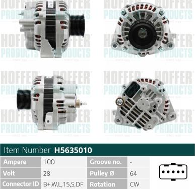 Hoffer H5635010 - Alternator www.molydon.hr