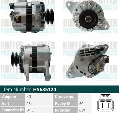 Hoffer H5635124 - Alternator www.molydon.hr