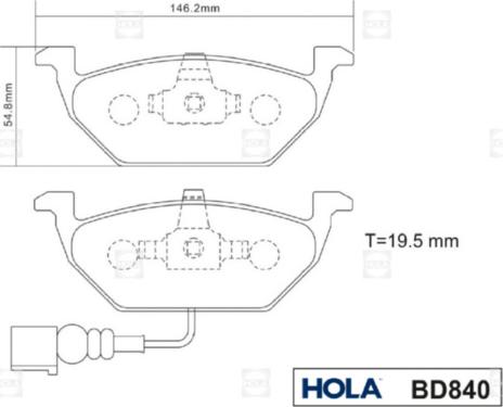 Hola BD840 - Komplet Pločica, disk-kočnica www.molydon.hr