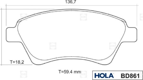 Hola BD861 - Komplet Pločica, disk-kočnica www.molydon.hr