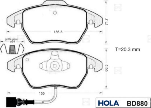 Hola BD880 - Komplet Pločica, disk-kočnica www.molydon.hr