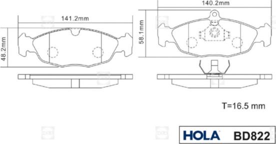 Hola BD822 - Komplet Pločica, disk-kočnica www.molydon.hr